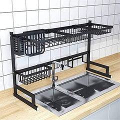 Over Sink Kitchen Shelf Storage Holders | 65/85cm Stainless Steel Organizer for Dish Drying & Kitchen Essentials