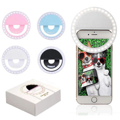 Rechargeable Clip-on Selfie Ring Light - 36 LED Phone Light Compitable for iPhone/Android (Multi-Color)