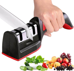 Compact Pull-Through Kitchen Knife Sharpener | Ideal for Chef, Scissors, Paring, & Serrated Knives | Efficient Blade Sharpening Tool for Home Kitchens