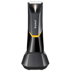 Kemei KM-3208 Professional Body Hair Trimmer. LED light, USB charging, waterproof for precise men & women intimate shaving.