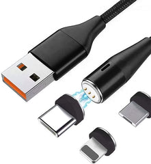 3-in-1 Magnetic Charging Cable | 3A Fast Charge | Compatible with Micro USB, Type C, and All iProduct Devices