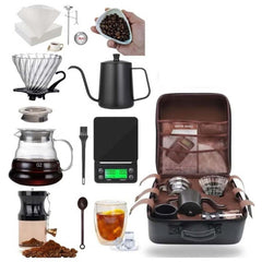 DX-2573 12-PC Pour Over Coffee Kit - Complete Set with Wooden Dripper & Travel Bag, Perfect Gift for Coffee Lovers