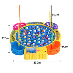 Fishing Game Electronic Musical Rotating Toy with 45 Fish & 4 Fishing Rods, Fun Learning Game, Gift for Kids of All Ages, Birthday Gift - Blue