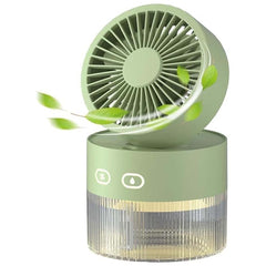 Two-in-One Desktop Spray Humidification Fan – USB Rechargeable Portable Mini Mute Electric Fan with Night Light (Multi)