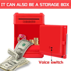 Electronic Money Bank for Kids - Password Lock, Auto Cash Scroll, ATM-Style Piggy Bank (Red)