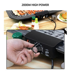 Electric Table Top Grill Griddle - 1800W Indoor/Outdoor Hotplate Cooker, Double Comfort for Kitchen, Camping, Parties & Festivals