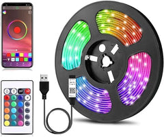 5m Bluetooth LED Strip with USB RGB TV Backlight | Smart App Controlled, Music Sync, and 24-Button Remote | Ideal for Home and TV Decoration