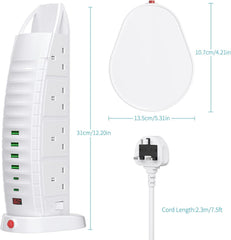 Sailboat Shape Tower Extension Lead – Featuring Type C Fast Charging Ports