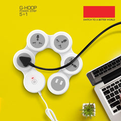 3276 Cuba Power Strip with 2 USB 3.1A, Master Switch, 4 International Sockets, Safety Shutter, 1.8 m Cable – Ideal for Home & Office