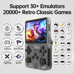 R36S Retro Handheld Game Console. 3.5" IPS, 64GB, 40,000+ classic games. Open-source ARKOS, 3500mAh battery for long play.